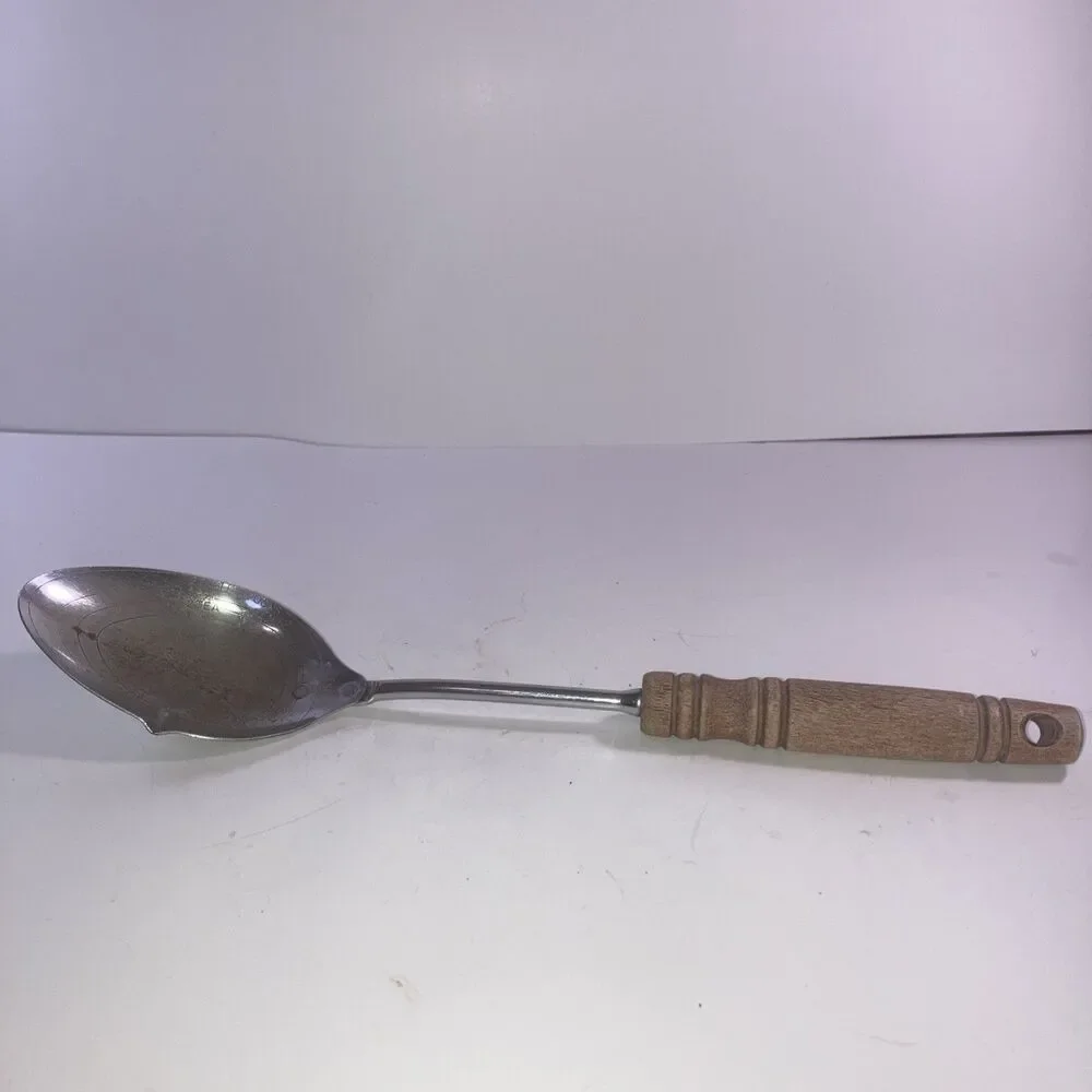 MCM Ekco Measuring Serving Utensil Spoon Pour Spout Stainless Steel Wood Handle